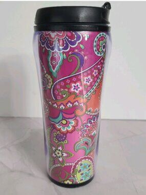 Vera Bradley Travel Tumbler Pink Swirls Pattern Retired